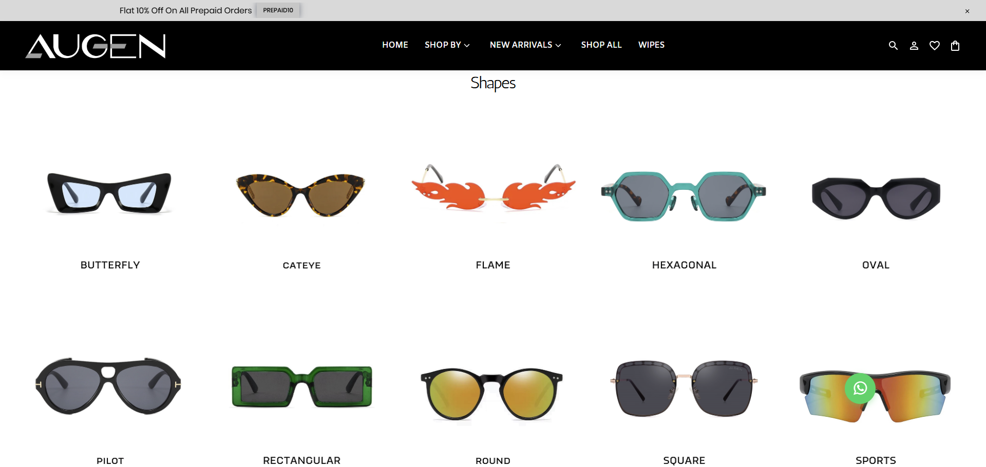 AUGEN single product page — image carousel and add to cart