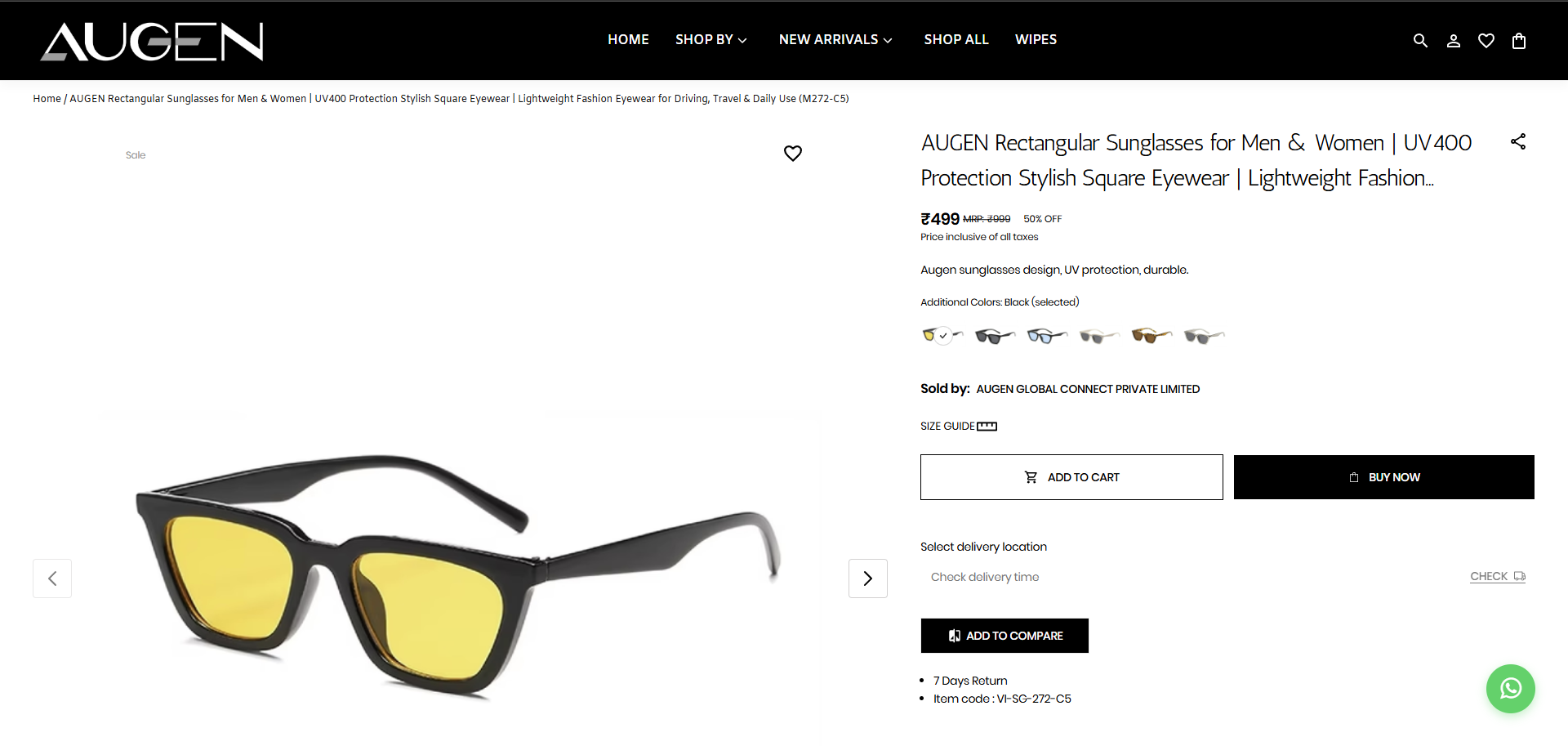 AUGEN Shop By navigation dropdown with category filters