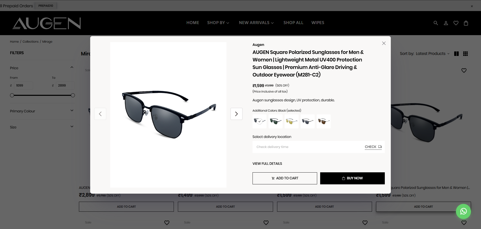 AUGEN collection page — curated product sets
