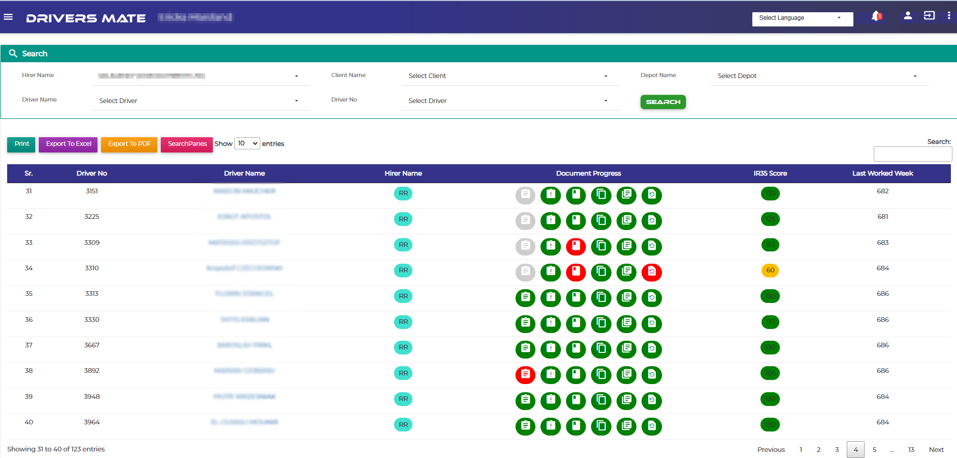Driversmate IR35 compliance status panel